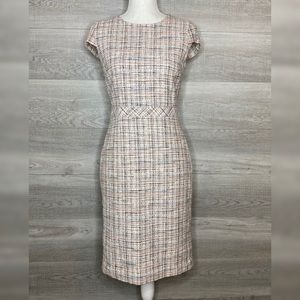 Pink & White Banana Republic Fitted Tweed Dress 2